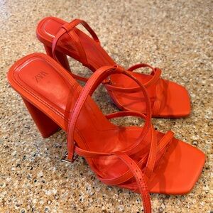 Zara Orange Strappy Heels